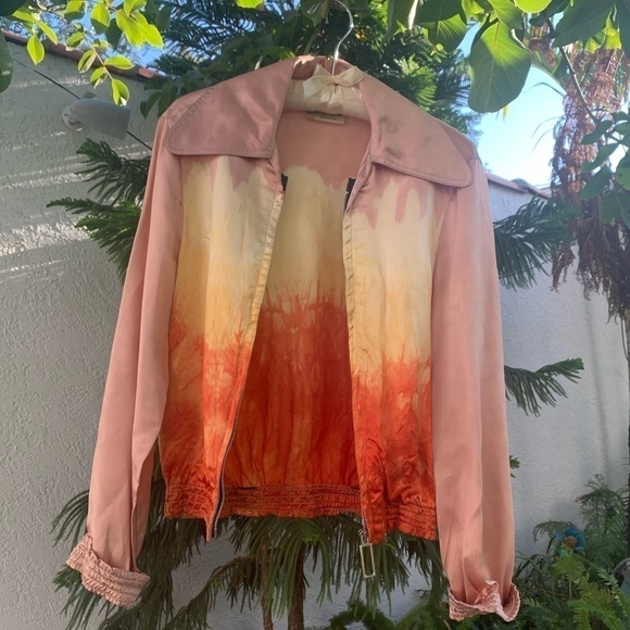 Vtg Tie Dye Crop Jacket with Collar | Pink, Orange. Yellow Gradient | S | Bomber - Picture 12 of 16